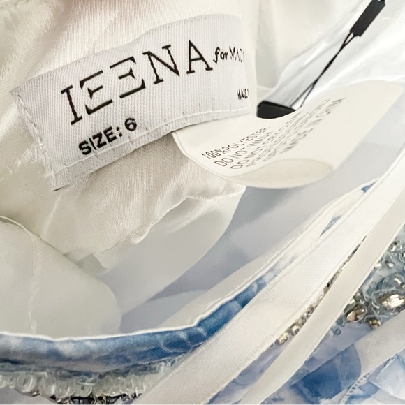 NWT Mac Duggal Floral Lace Up Tie Back Ruffle Shoulder Embellished Gown - Picture 10 of 10